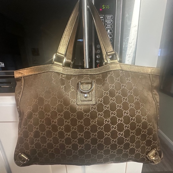 Gucci Abbey Shoulder Hand Bag Brown/Gold Leather Small Purse Vintage Authentic! - Picture 1 of 14
